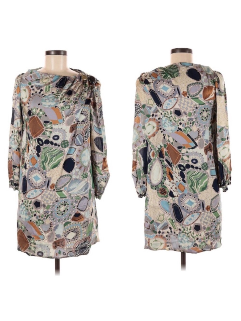 Missoni Gem Stone Print 100% Silk Long Sleeve Dress IT 40 / US 4
